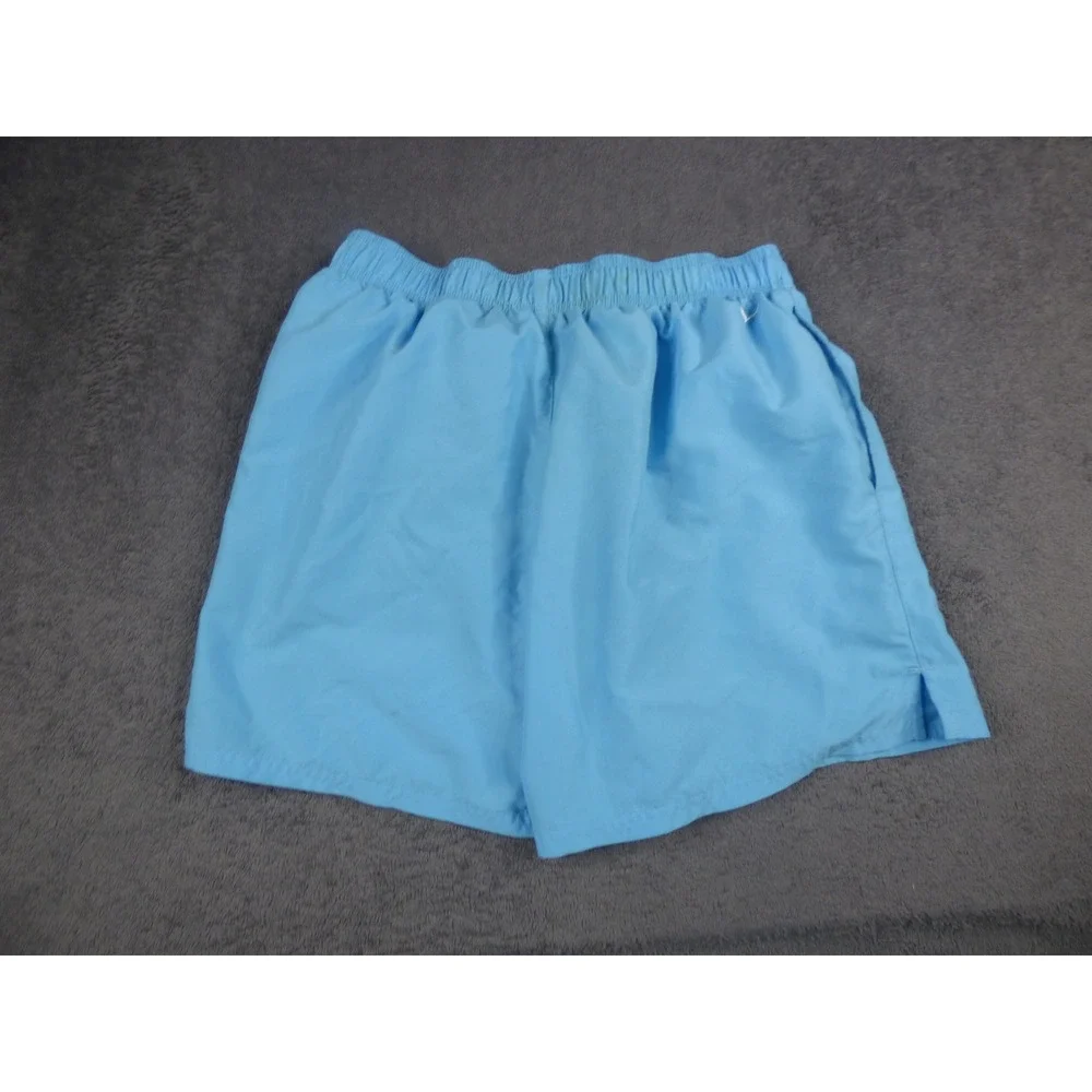 Nike Mens Swim Trunks Light Blue Mesh Lined Graphic Logo Shorts Size Large